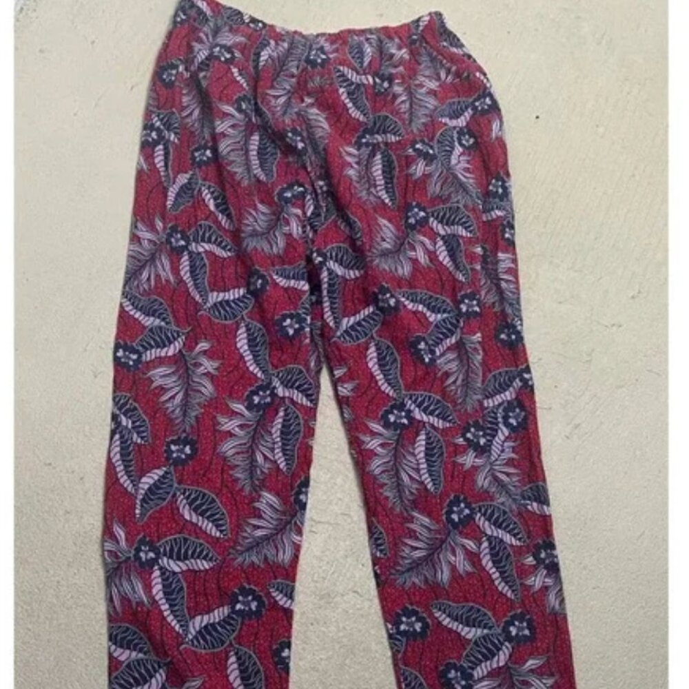 XIRENA RED,NAVY FLORAL PAYTON GAUZE LIGHTWEIGHT PANTS size M